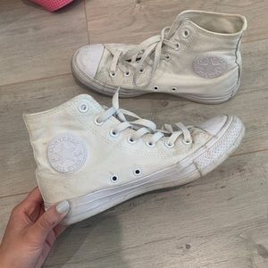 White Converse High Tops - Size 7.5 Women’s